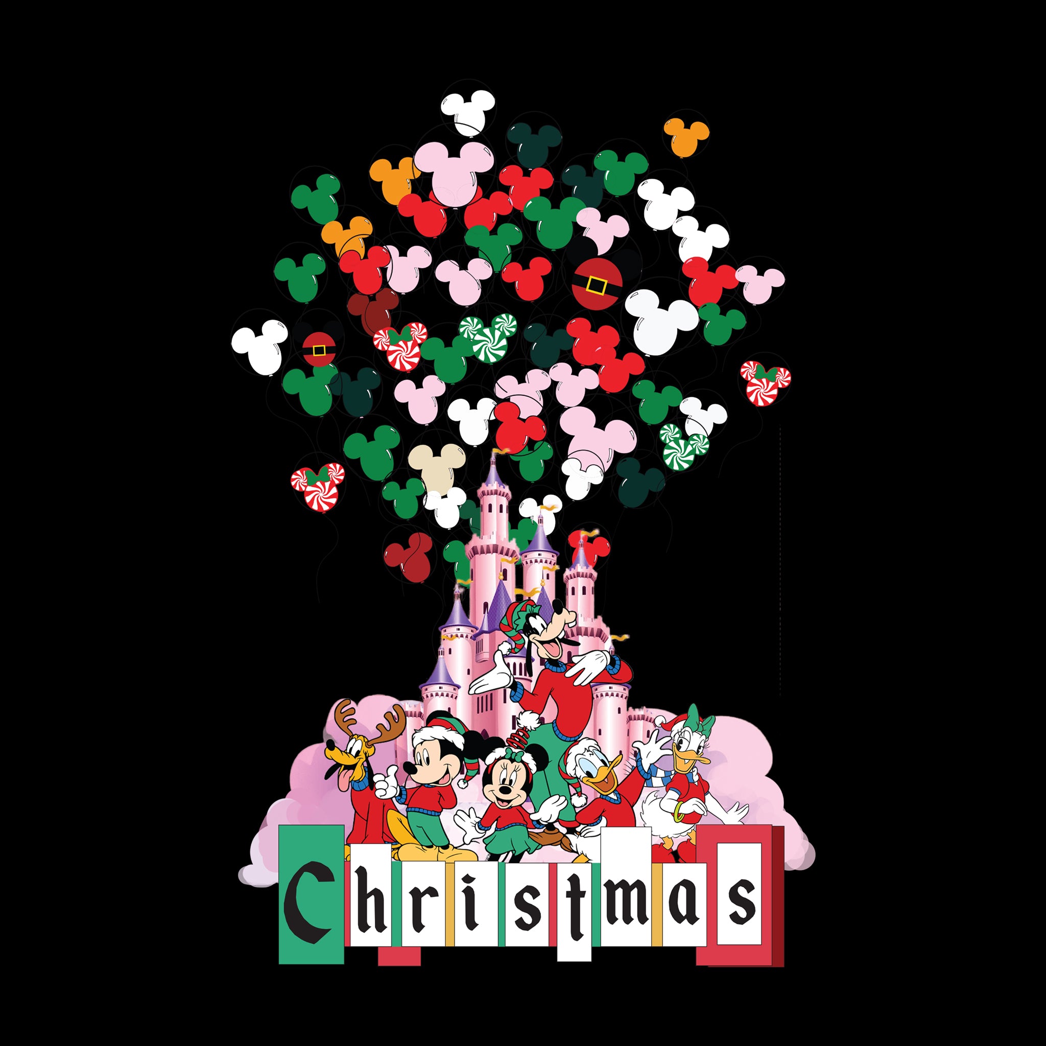 Christmas Pink Disney Castle