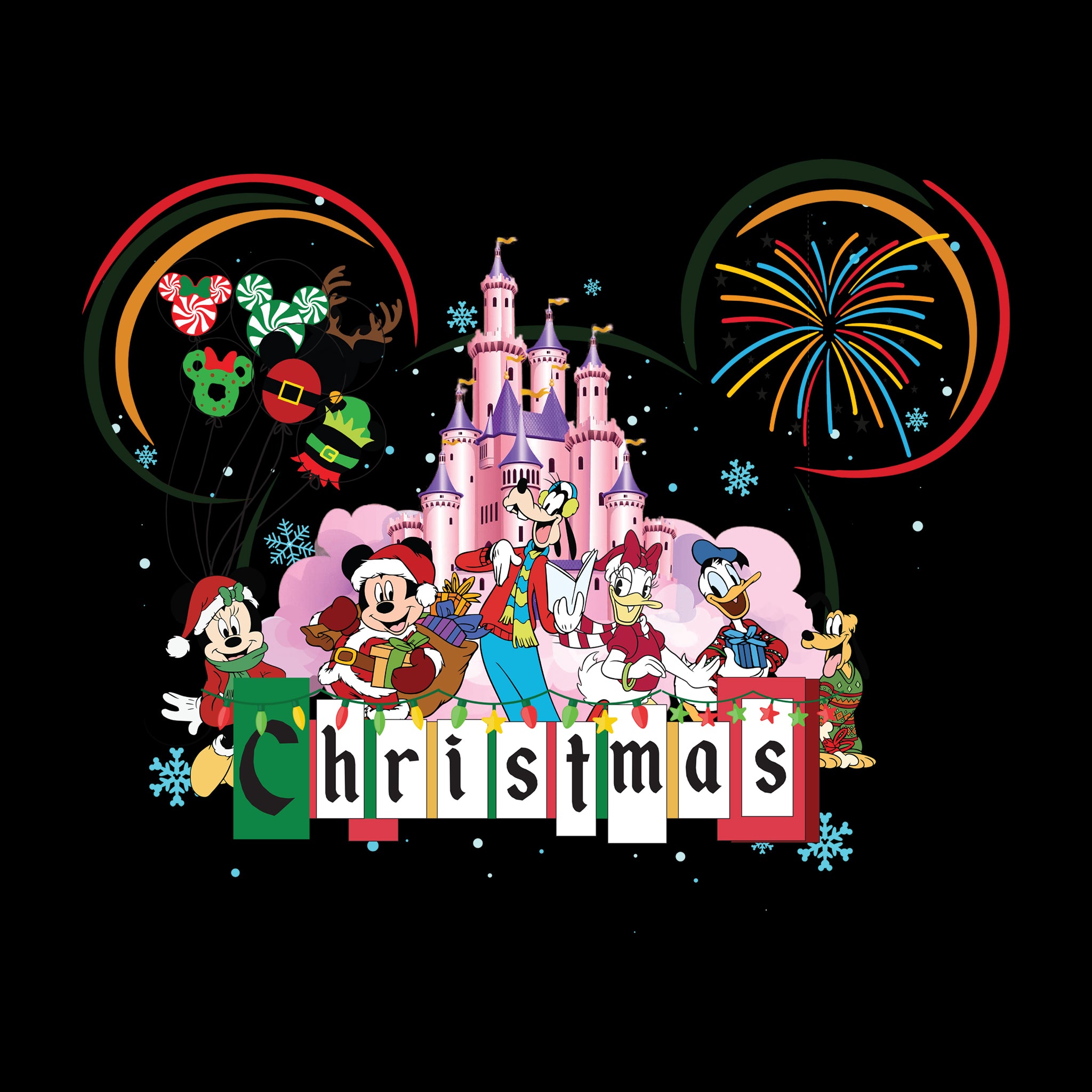 Christmas Pink Disney Castle Head