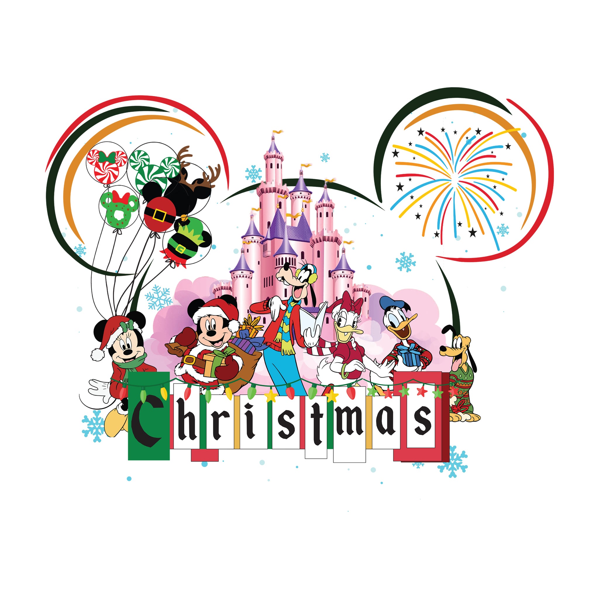 Christmas Pink Disney Castle Head