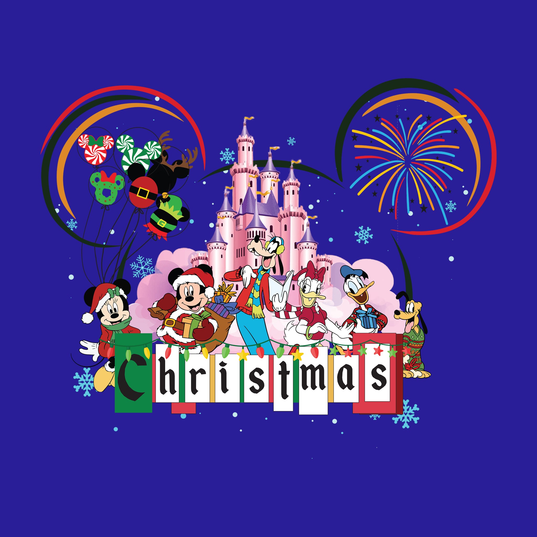Christmas Pink Disney Castle Head
