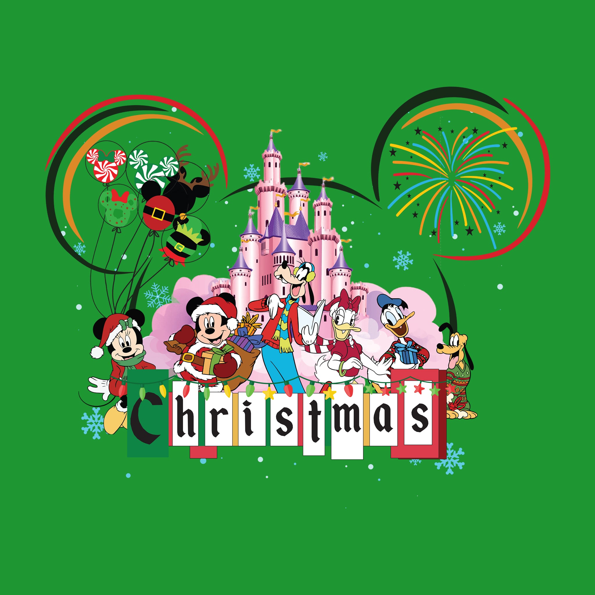 Christmas Pink Disney Castle Head