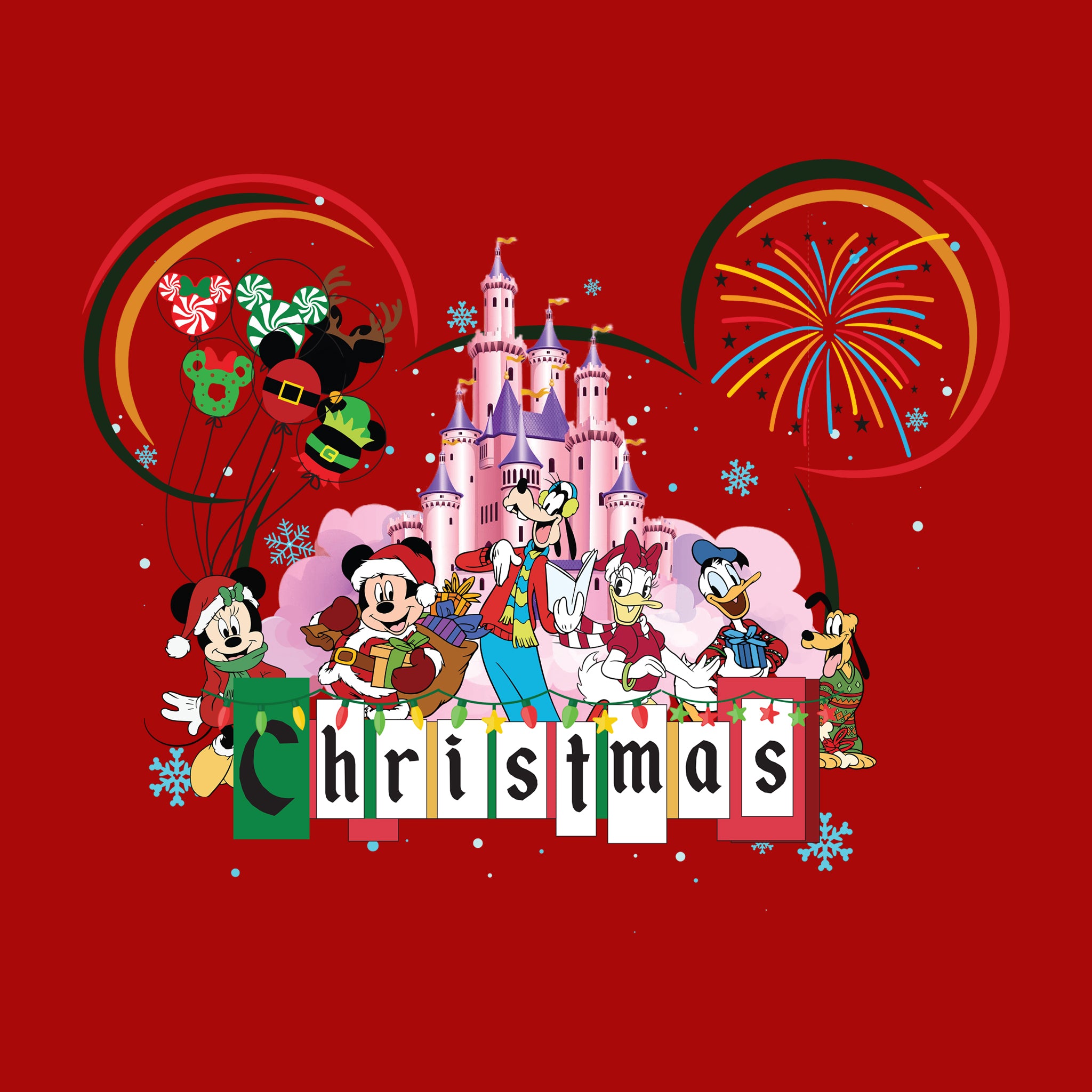Christmas Pink Disney Castle Head