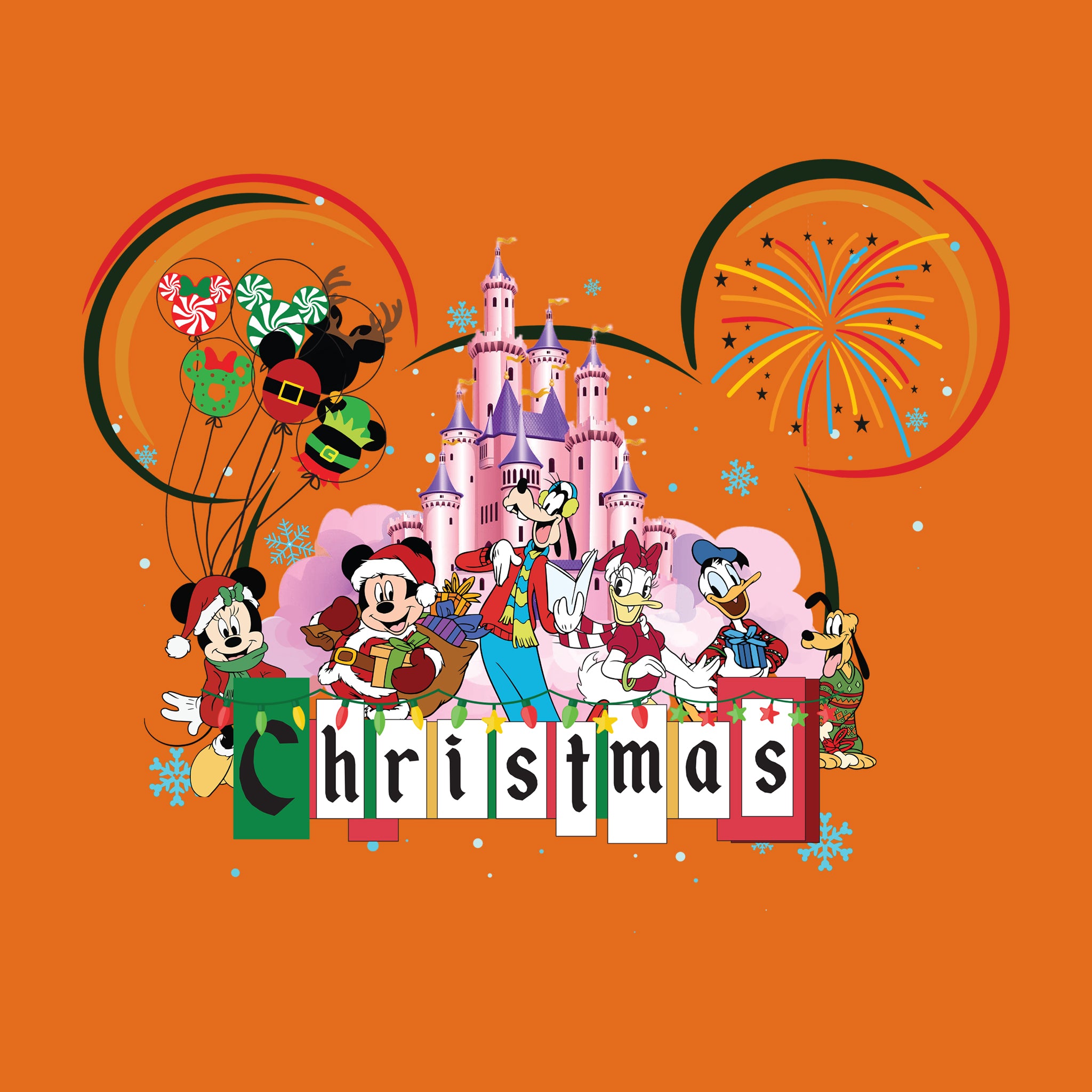 Christmas Pink Disney Castle Head