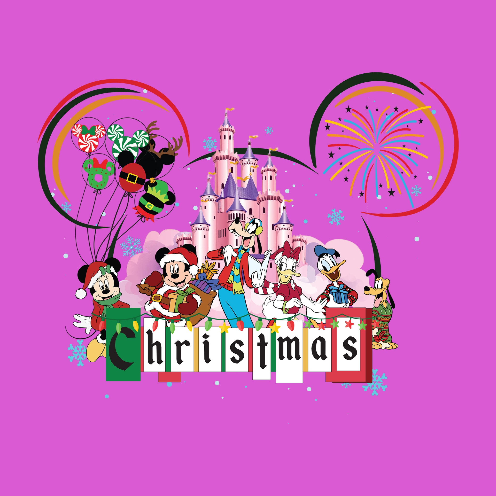 Christmas Pink Disney Castle Head