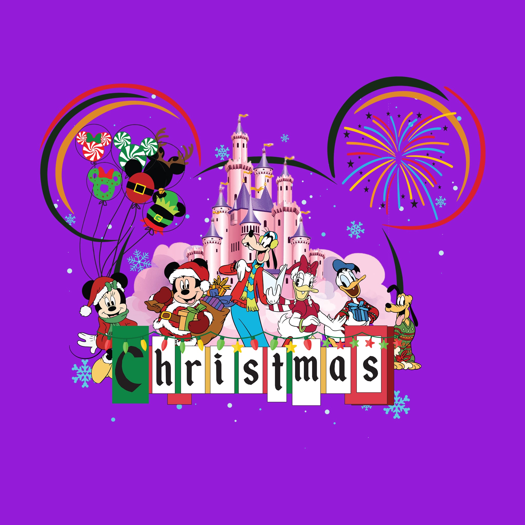 Christmas Pink Disney Castle Head