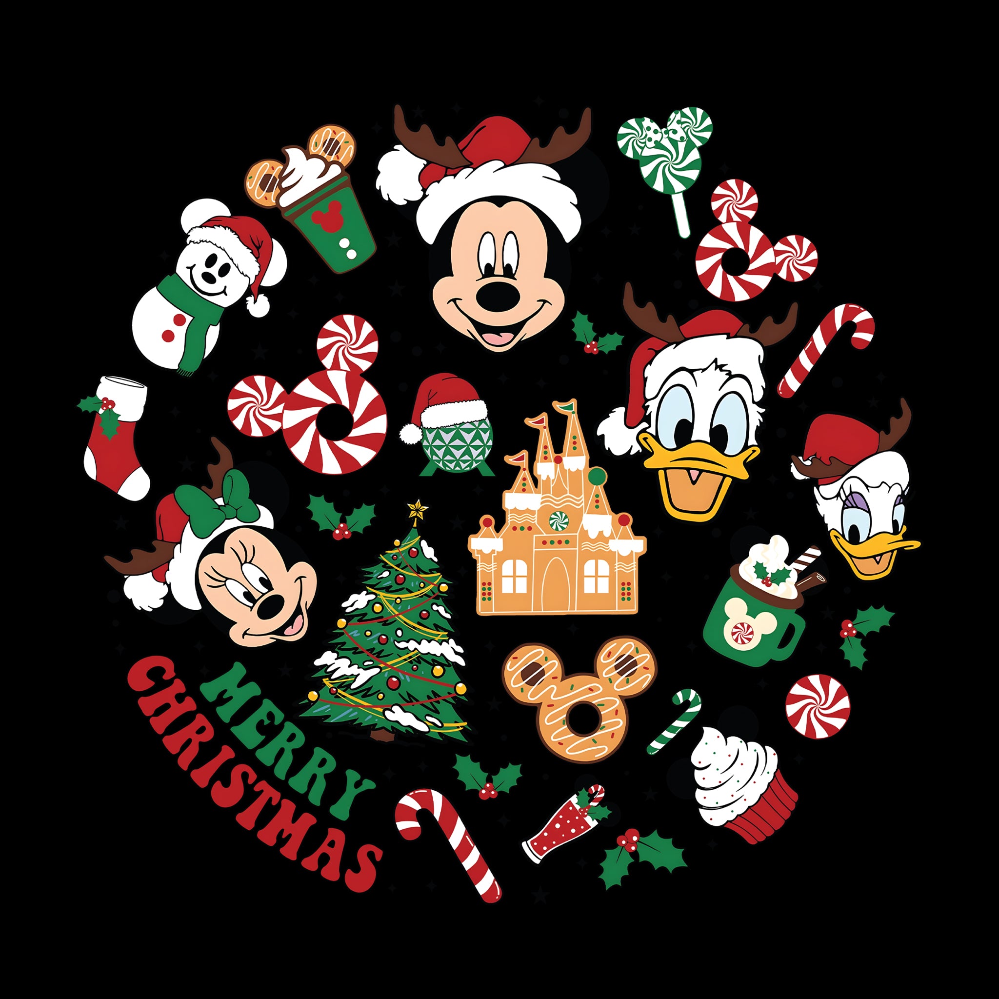 Merry Christmas Disney Circle Collage