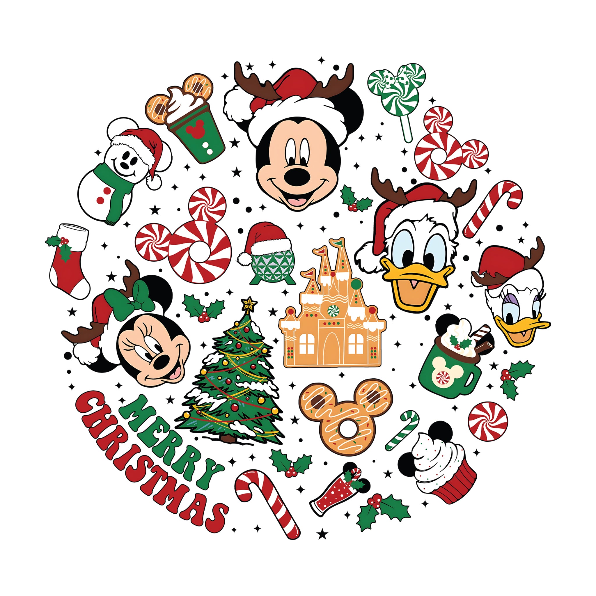 Merry Christmas Disney Circle Collage