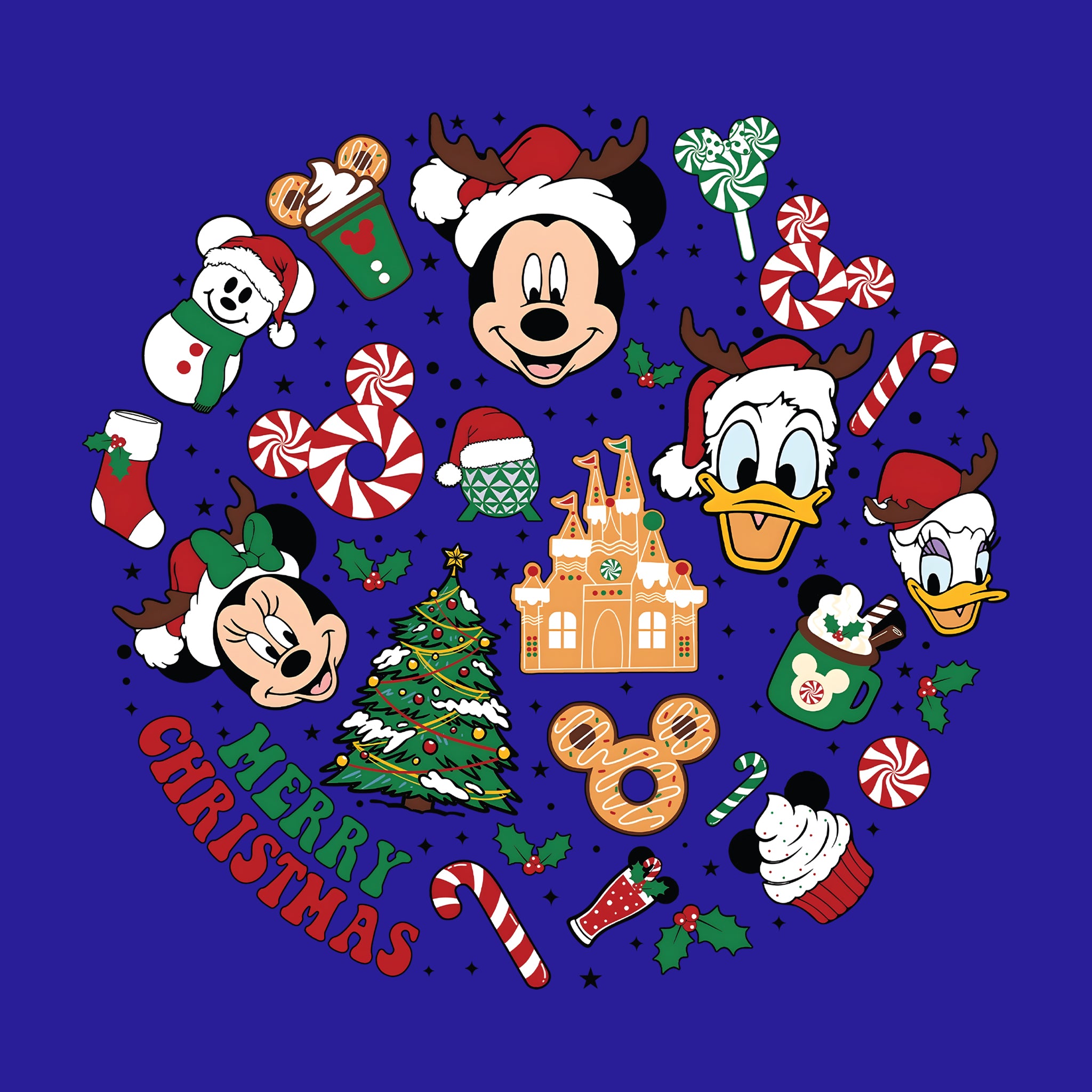 Merry Christmas Disney Circle Collage