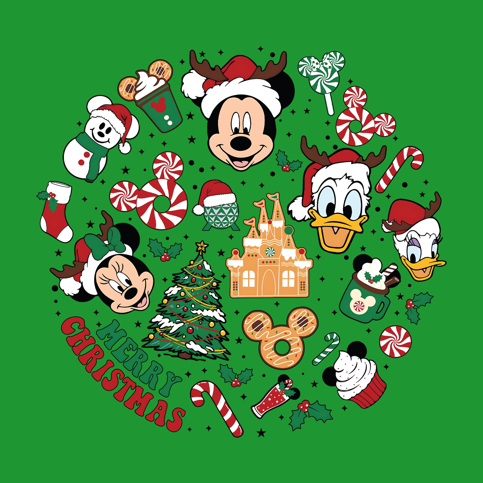 Merry Christmas Disney Circle Collage
