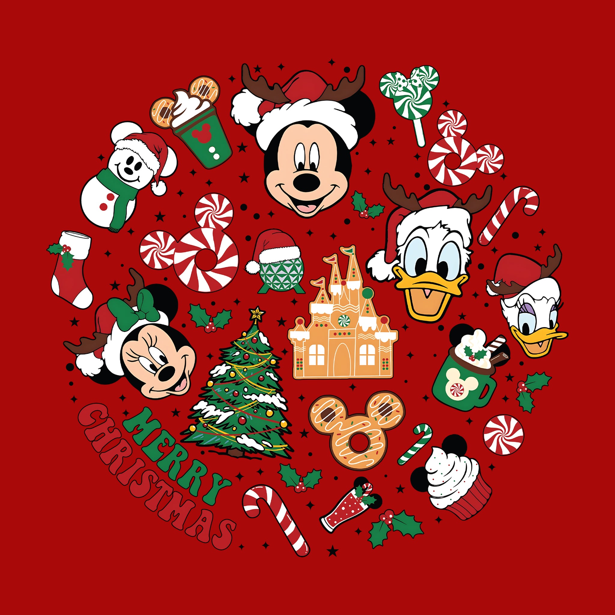 Merry Christmas Disney Circle Collage