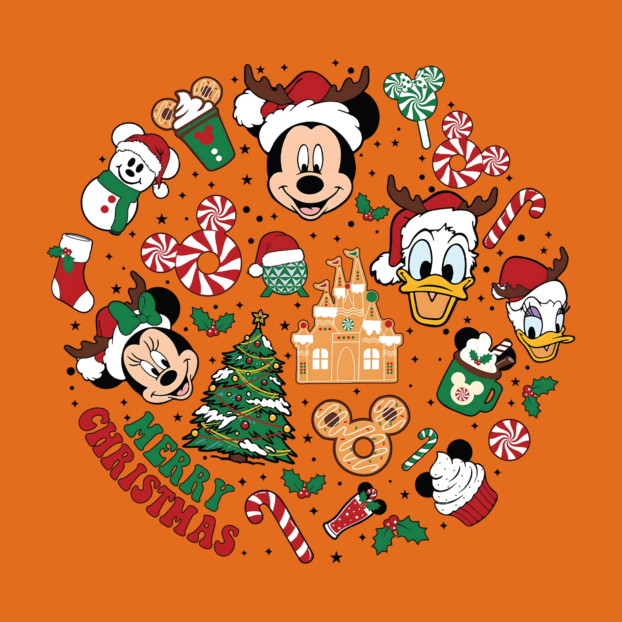 Merry Christmas Disney Circle Collage