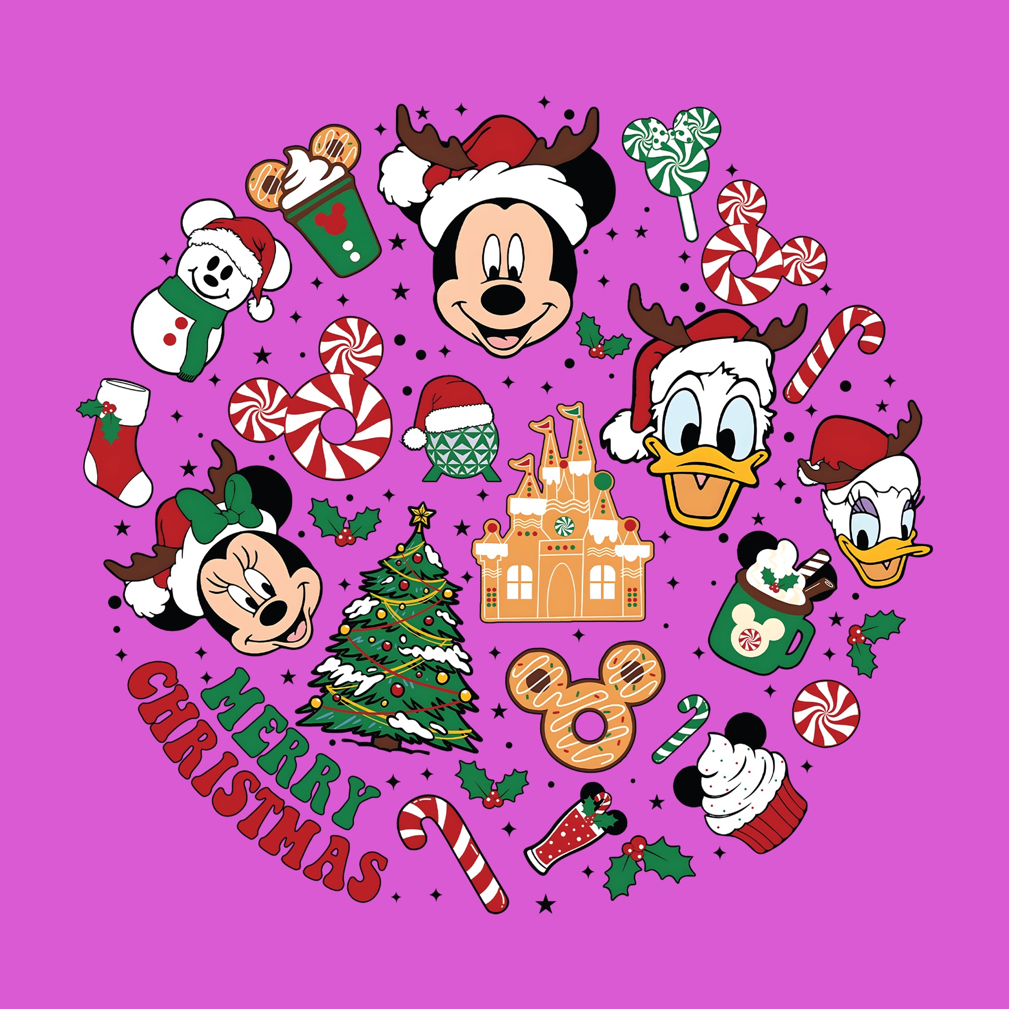 Merry Christmas Disney Circle Collage