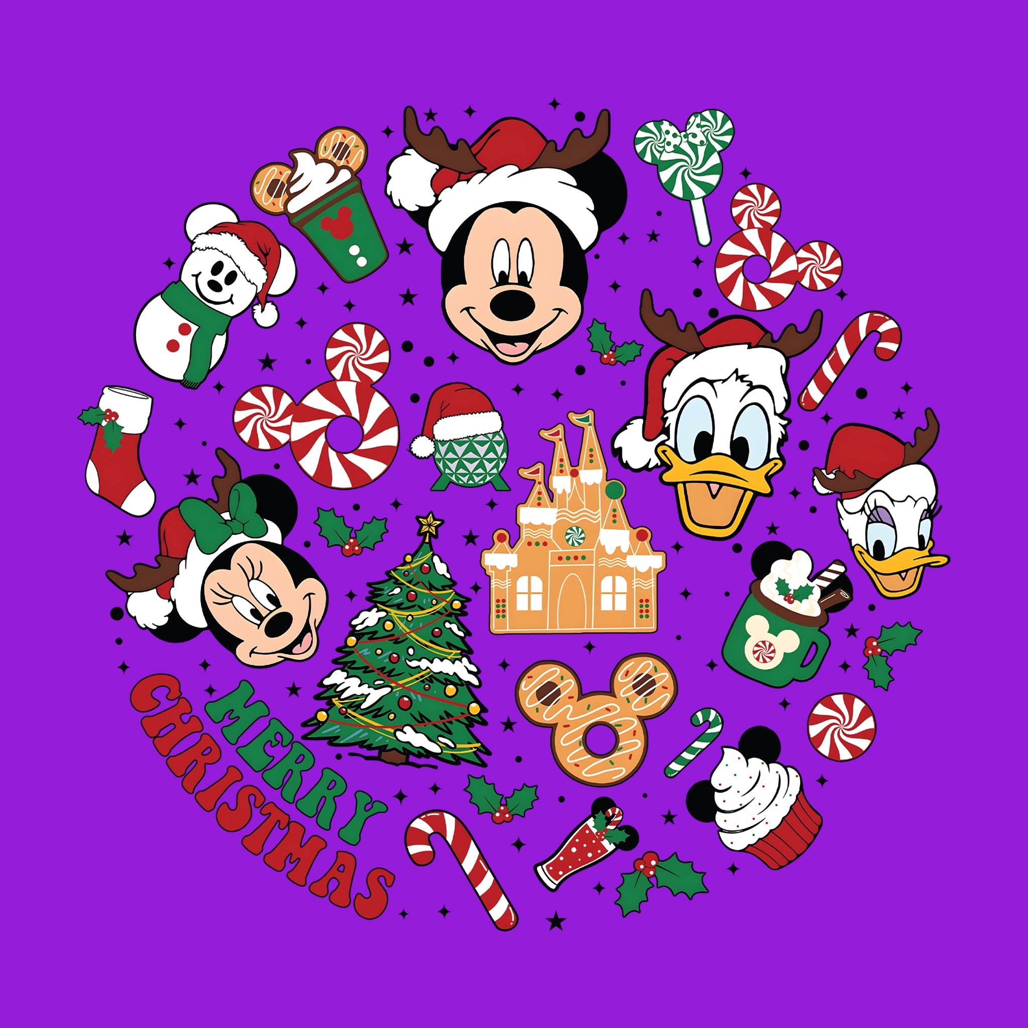 Merry Christmas Disney Circle Collage