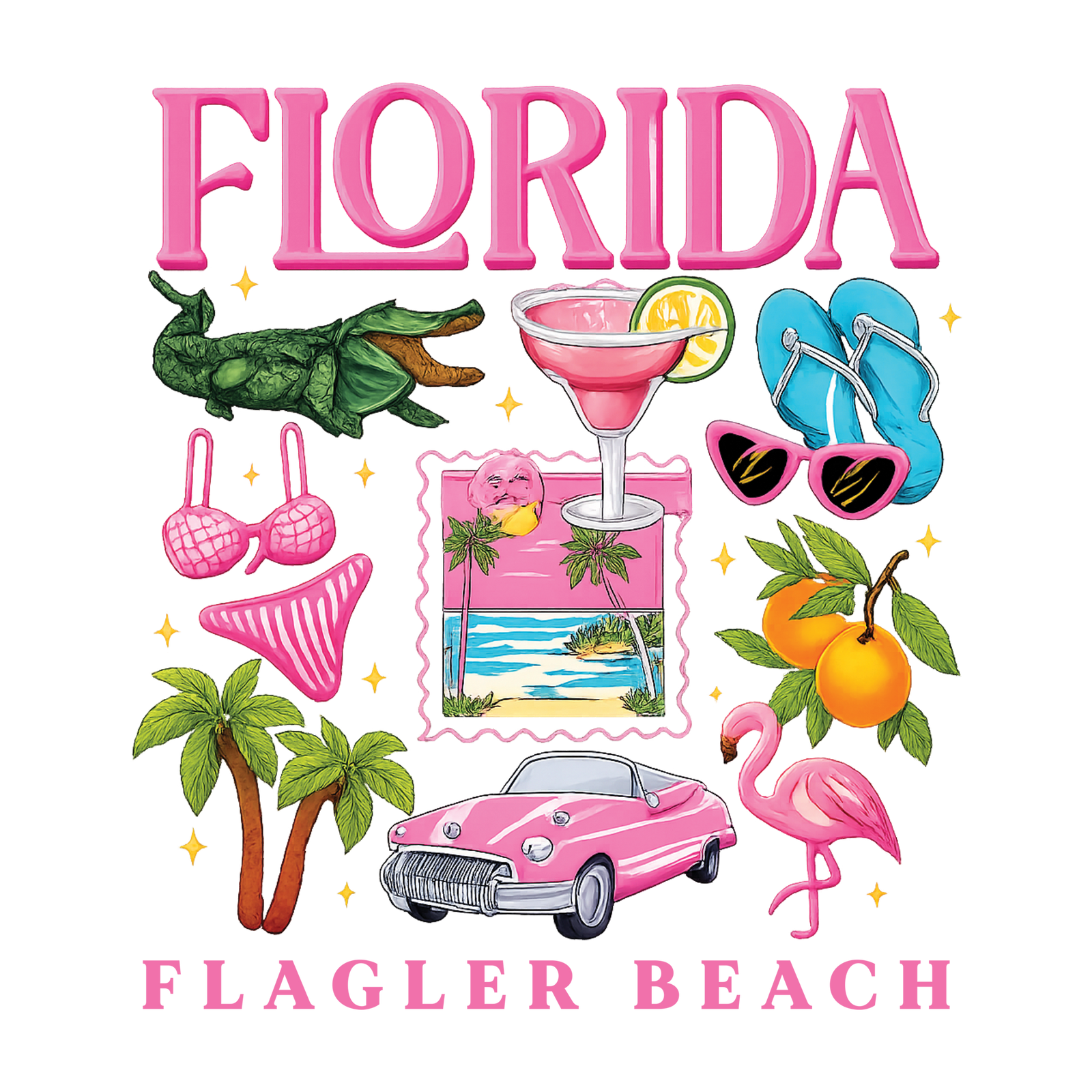 Florida Pink Beach Icons