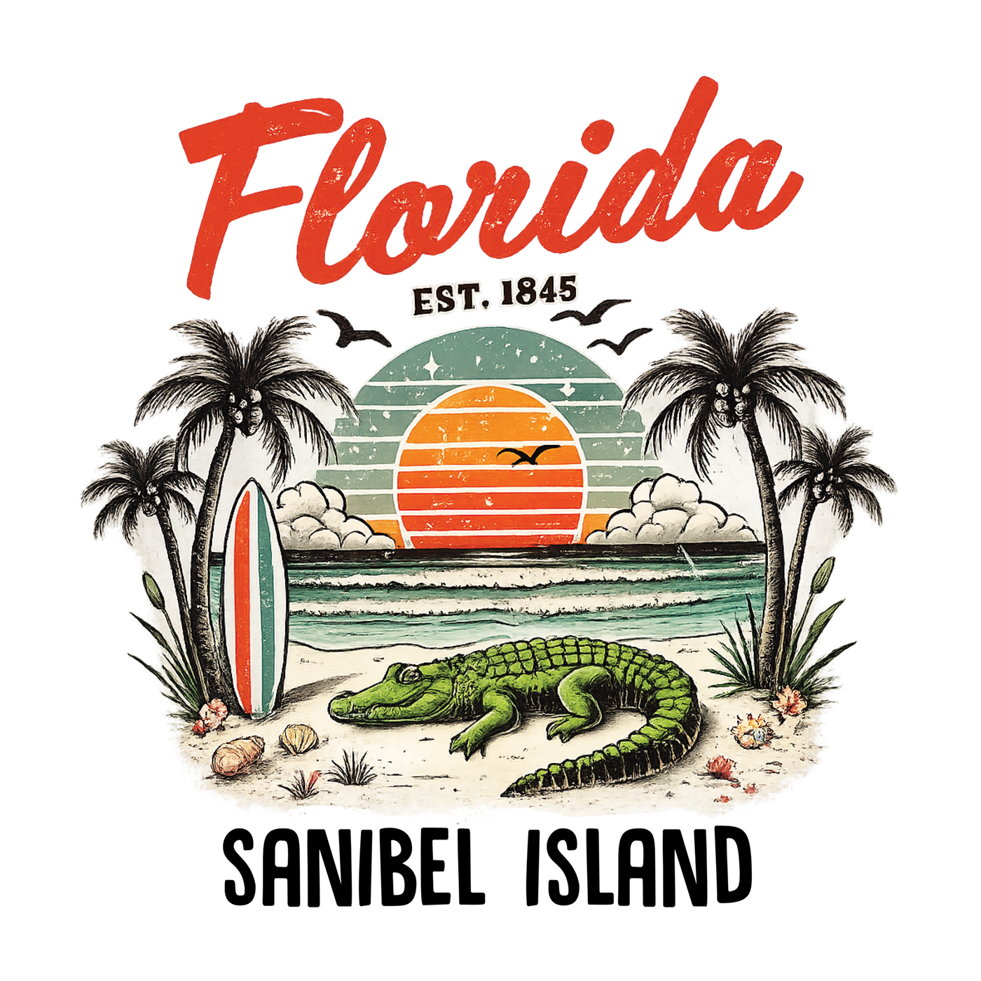 Florida Coastal Sunset Alligator