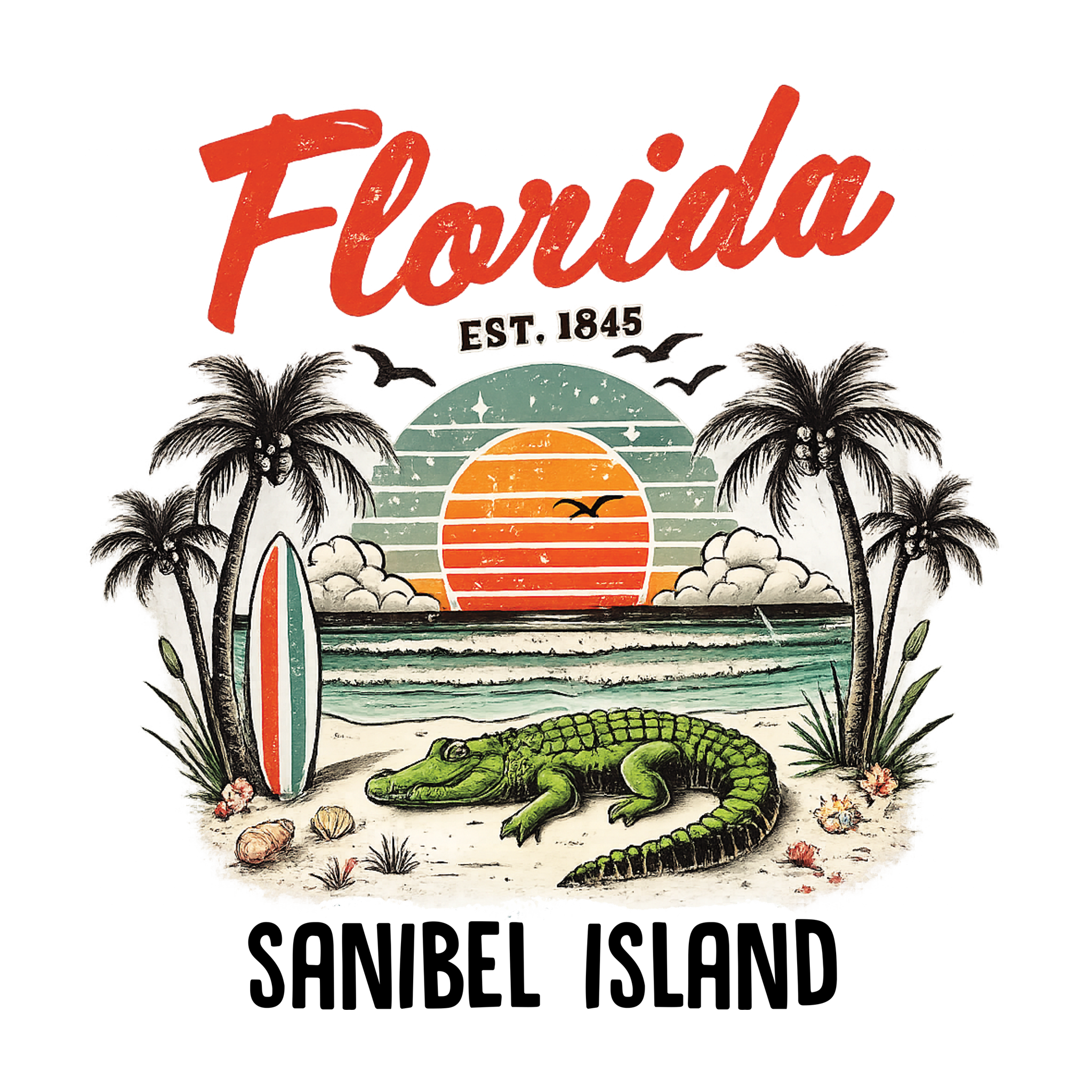 Florida Coastal Sunset Alligator