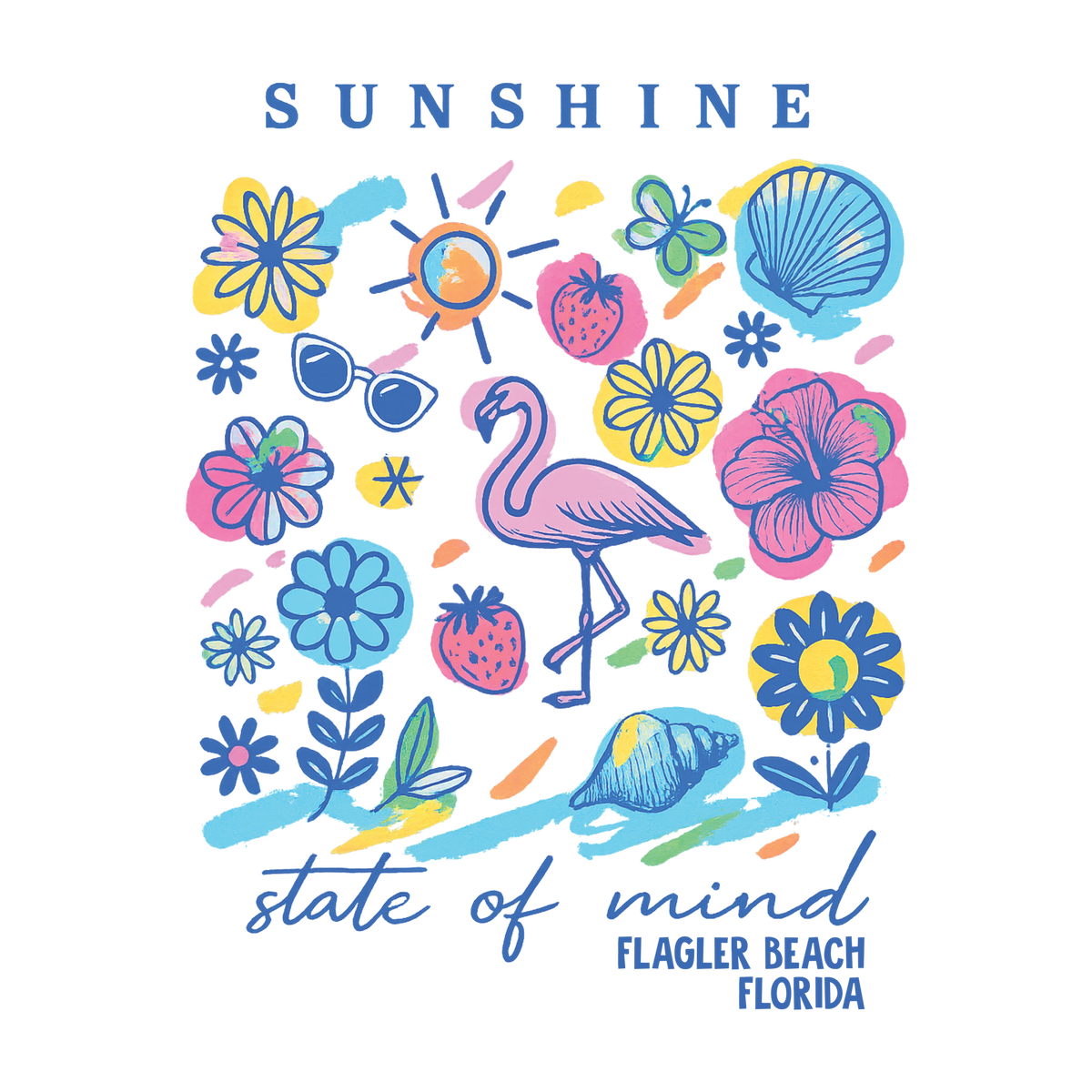 Sunshine State of Mind Floral Flamingo