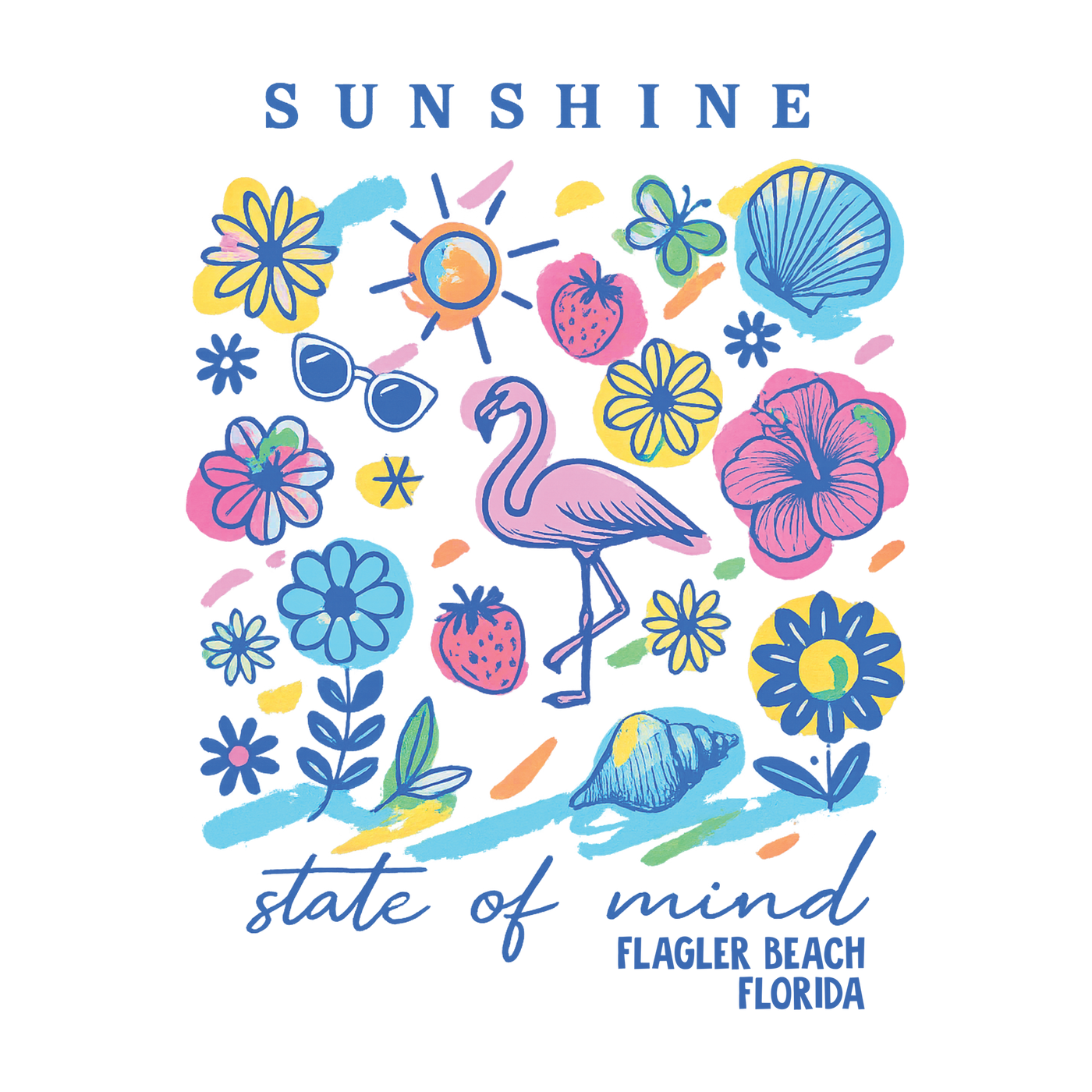 Sunshine State of Mind Floral Flamingo