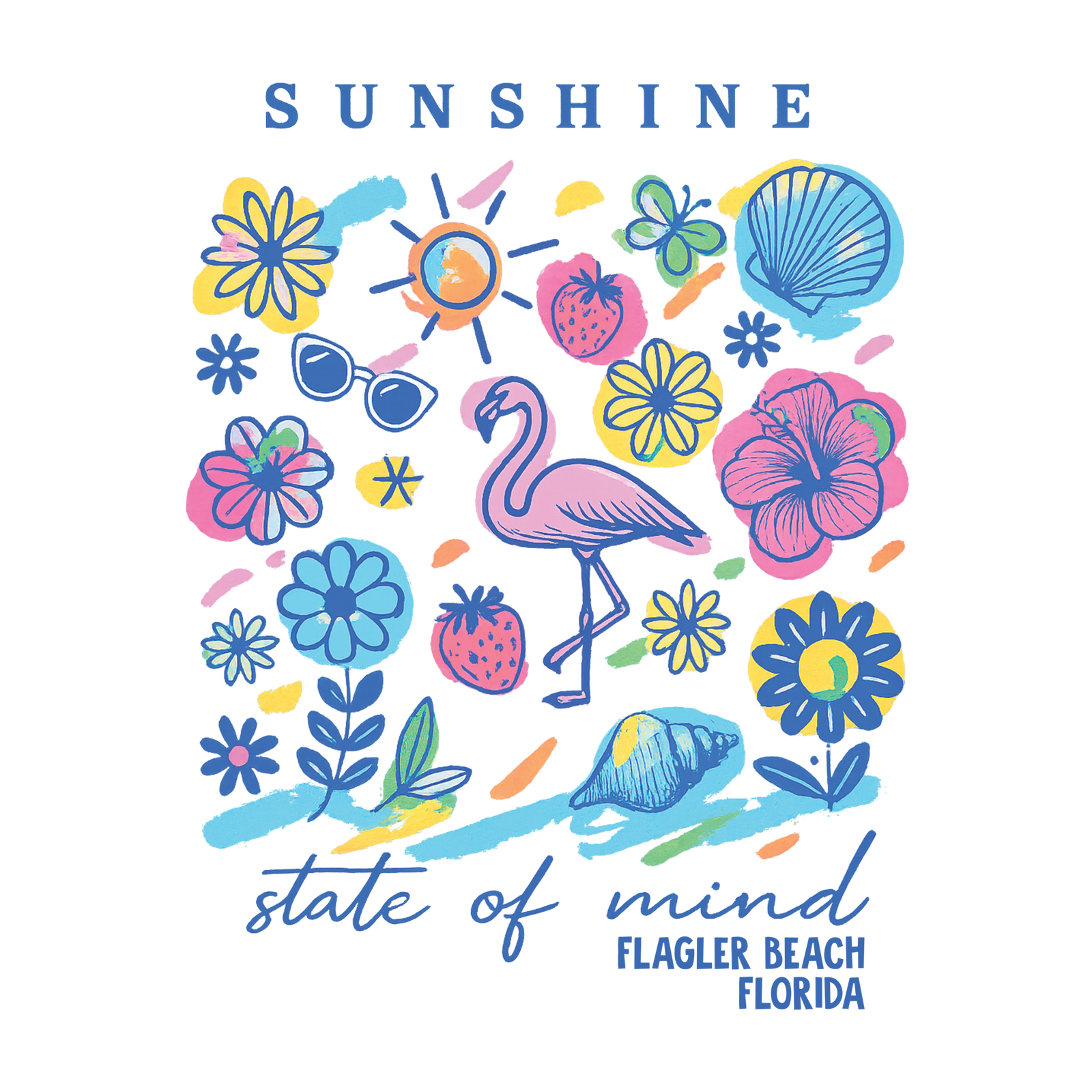 Sunshine State of Mind Floral Flamingo
