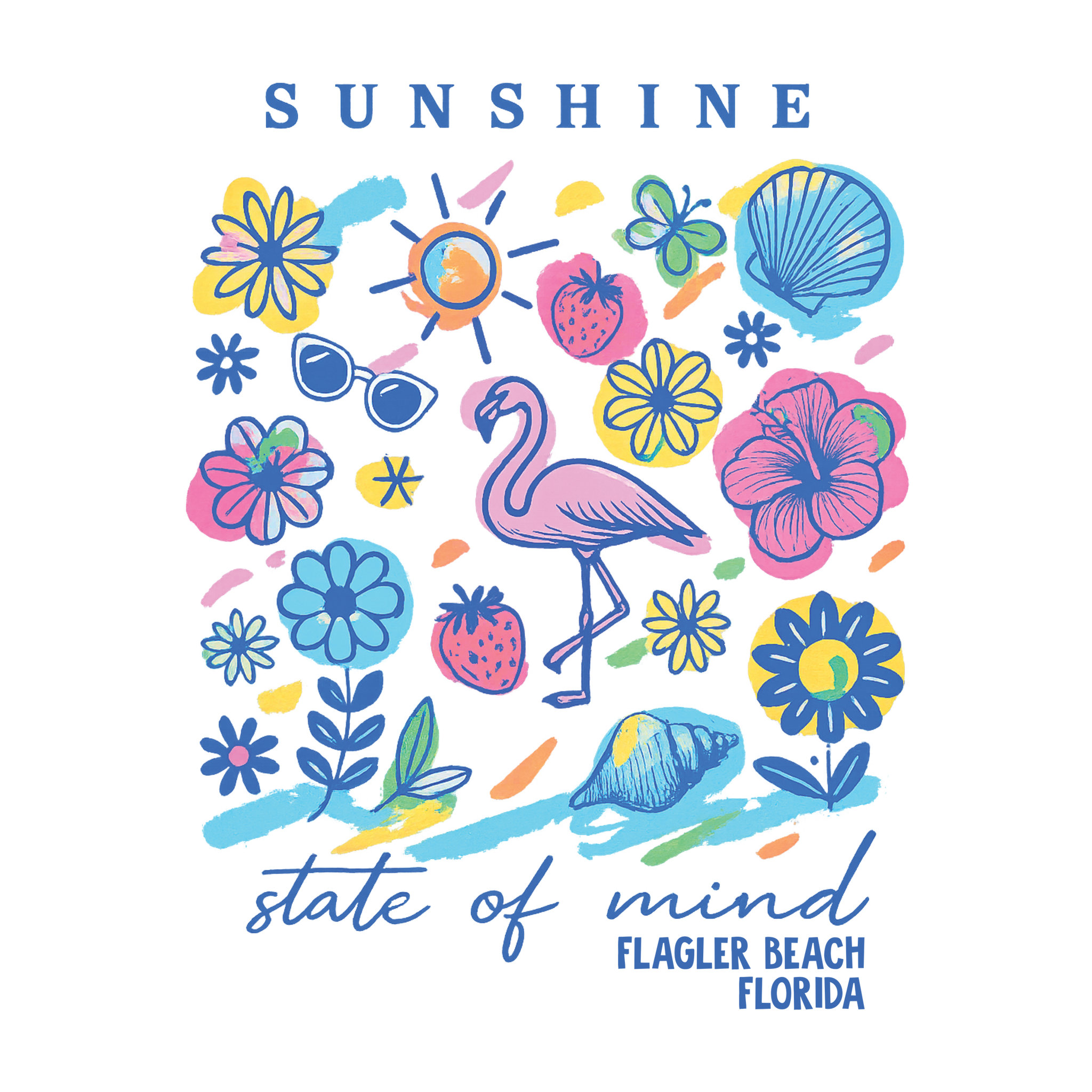 Sunshine State of Mind Floral Flamingo