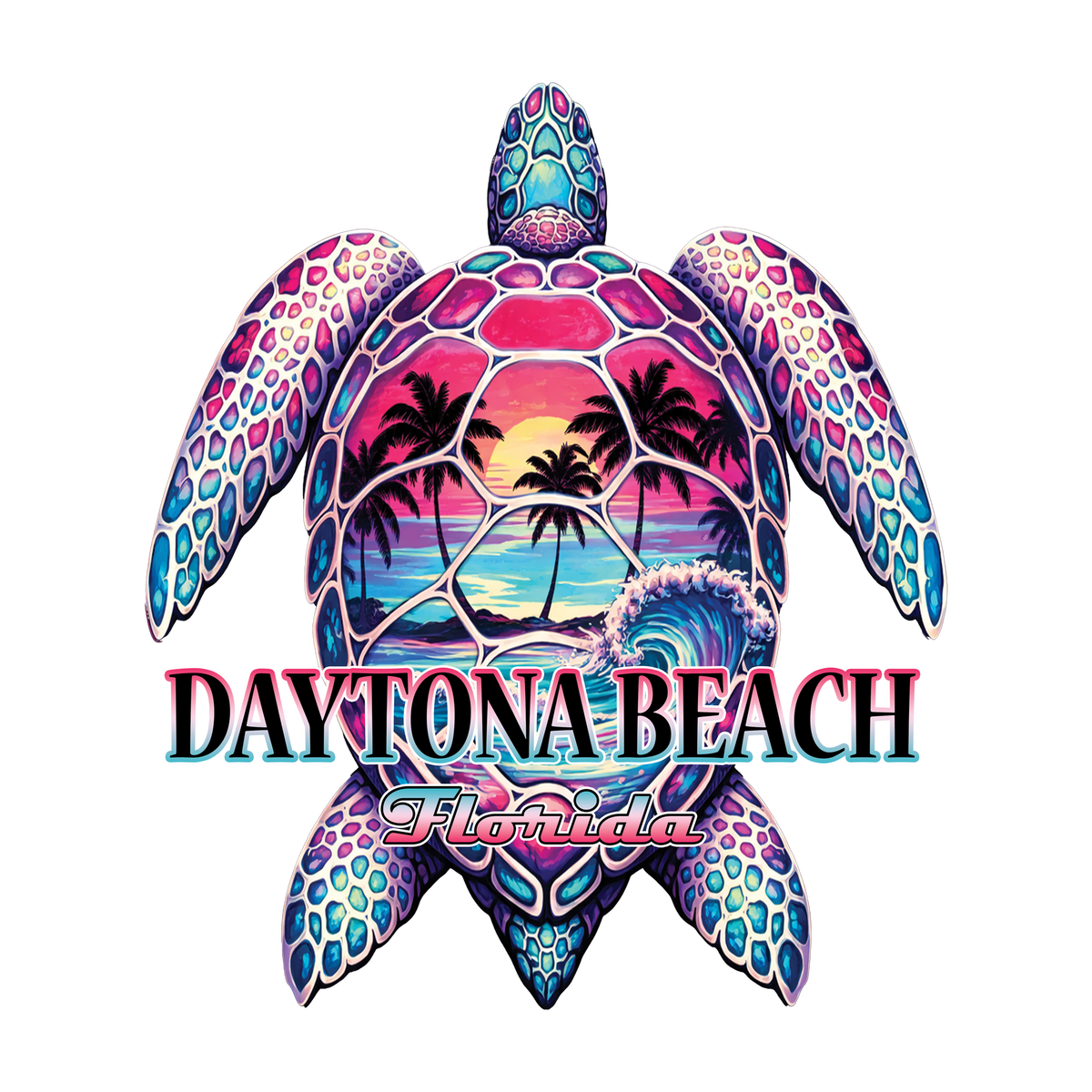 Retro Sea Turtle Sunset Beach