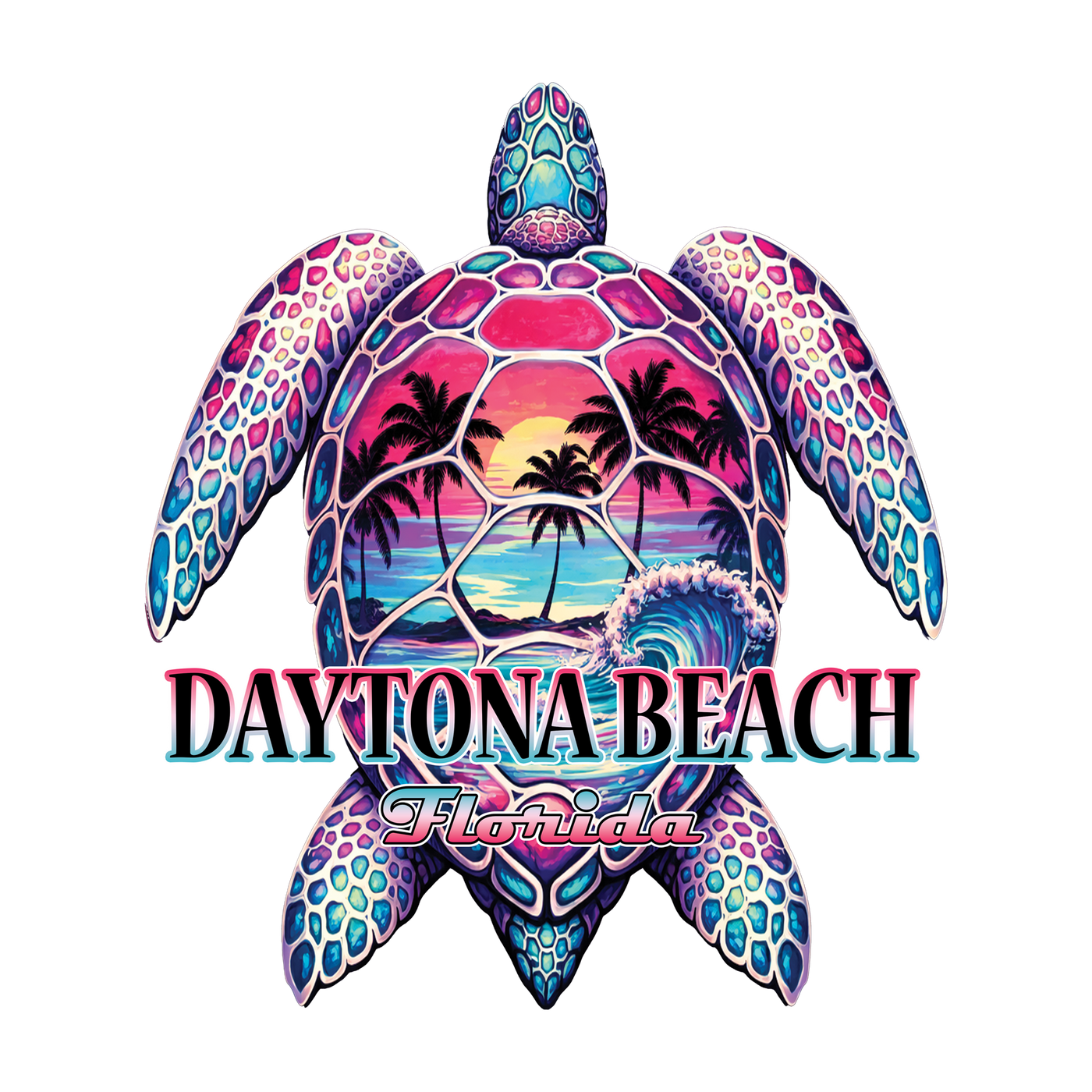 Retro Sea Turtle Sunset Beach