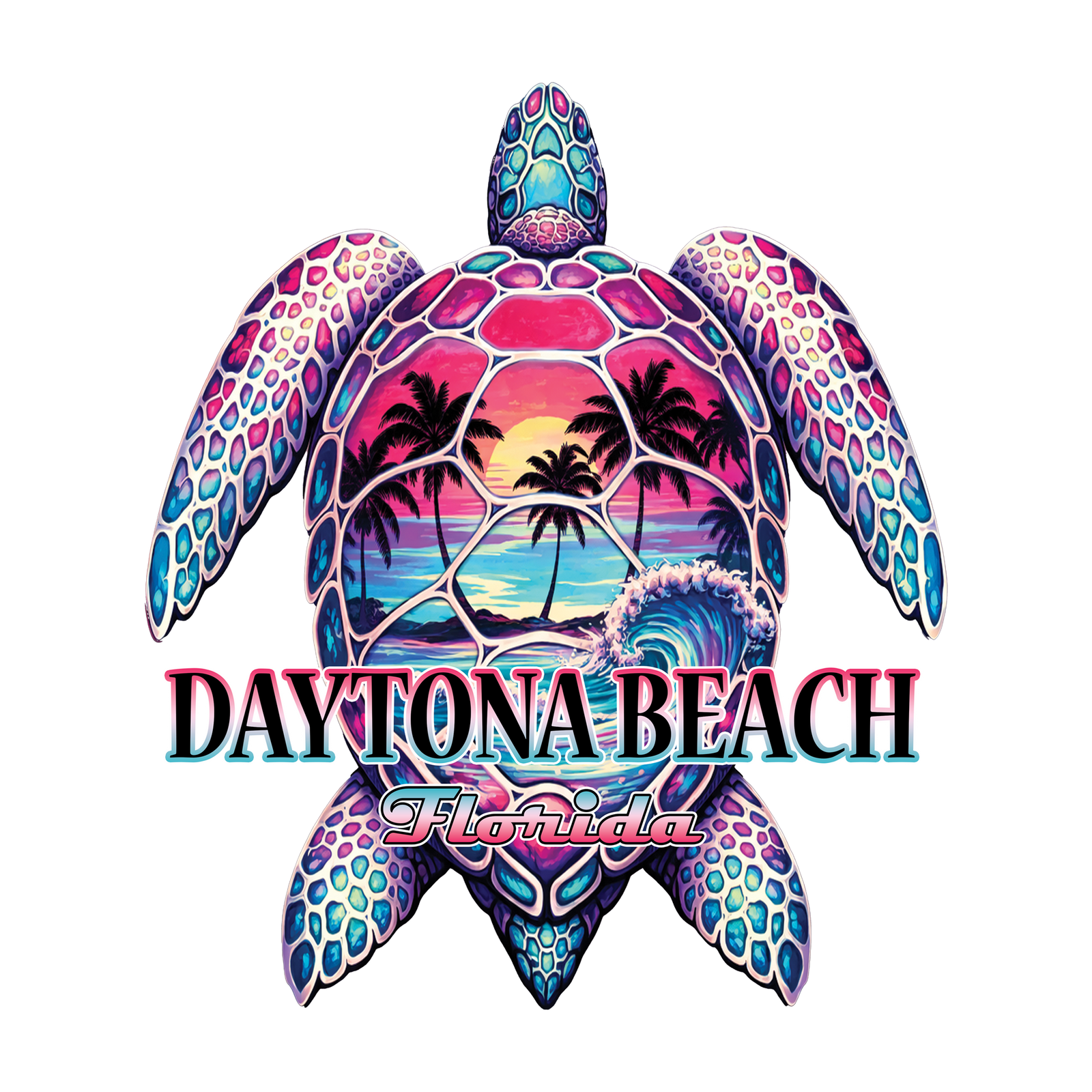 Retro Sea Turtle Sunset Beach