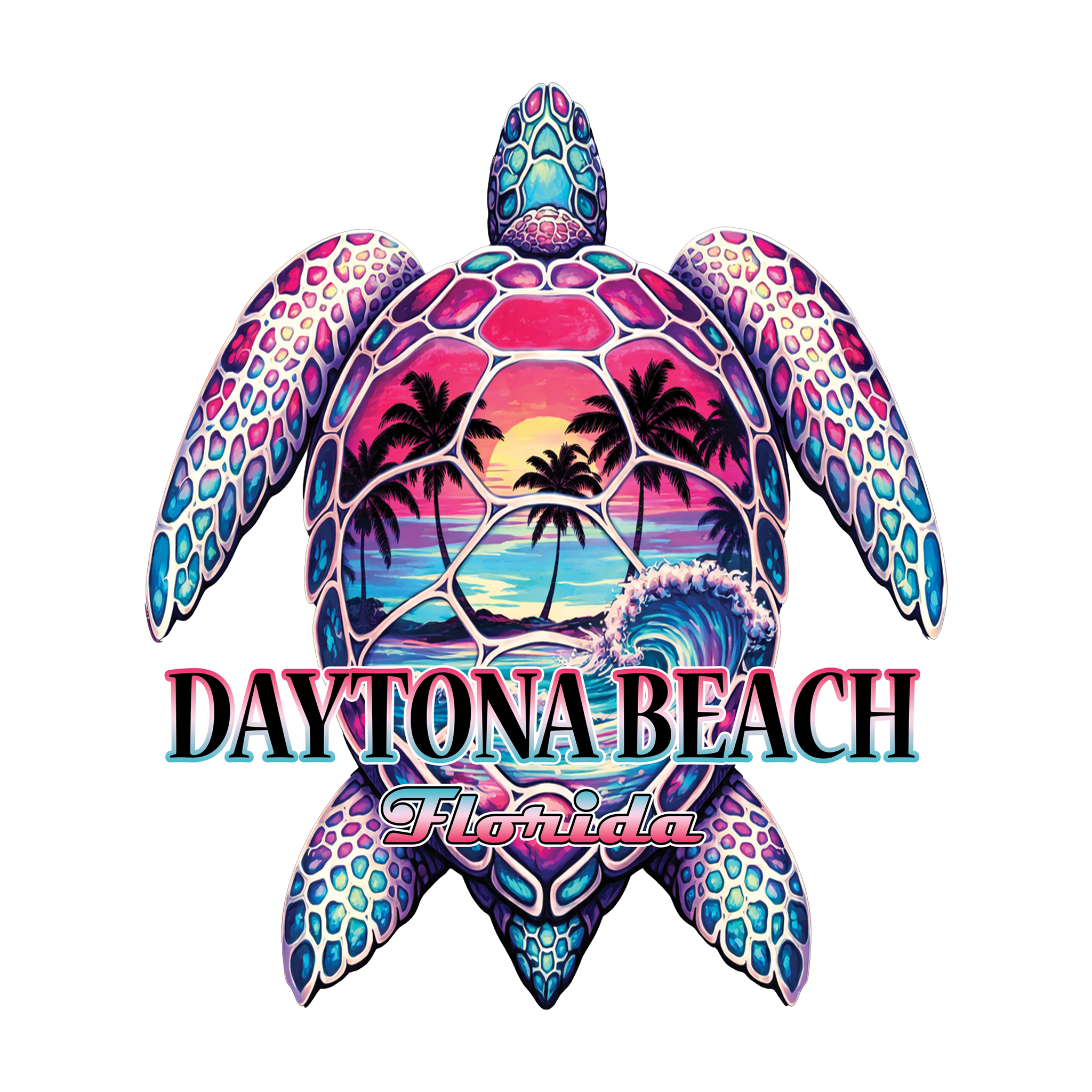 Retro Sea Turtle Sunset Beach
