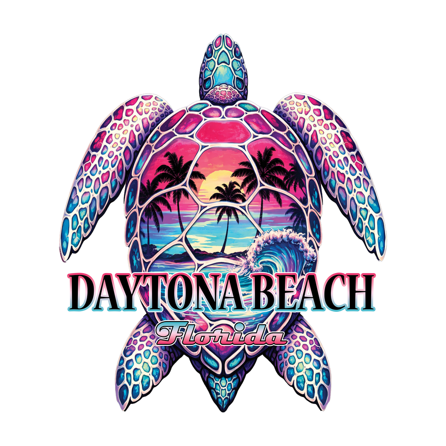 Retro Sea Turtle Sunset Beach