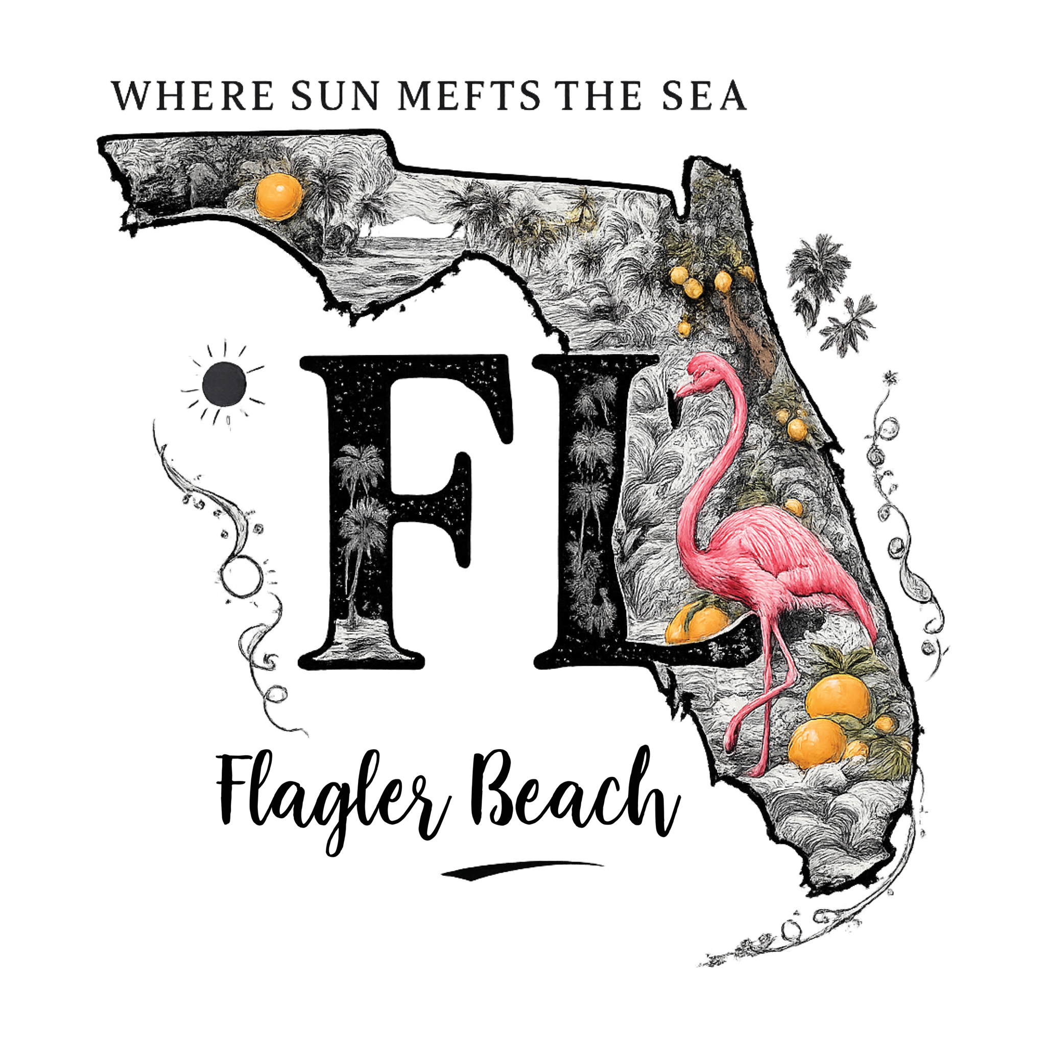 Florida Flamingo Citrus Map