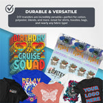 Our transfers are durable and versatile, working on almost any fabric.