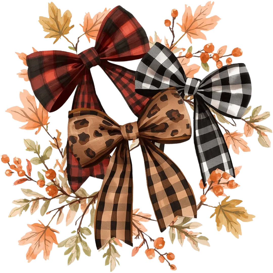 Autumn Plaid and Leopard Bows