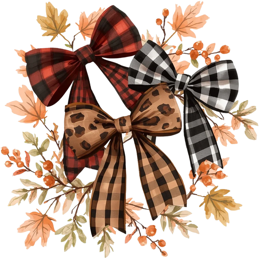 Autumn Plaid and Leopard Bows
