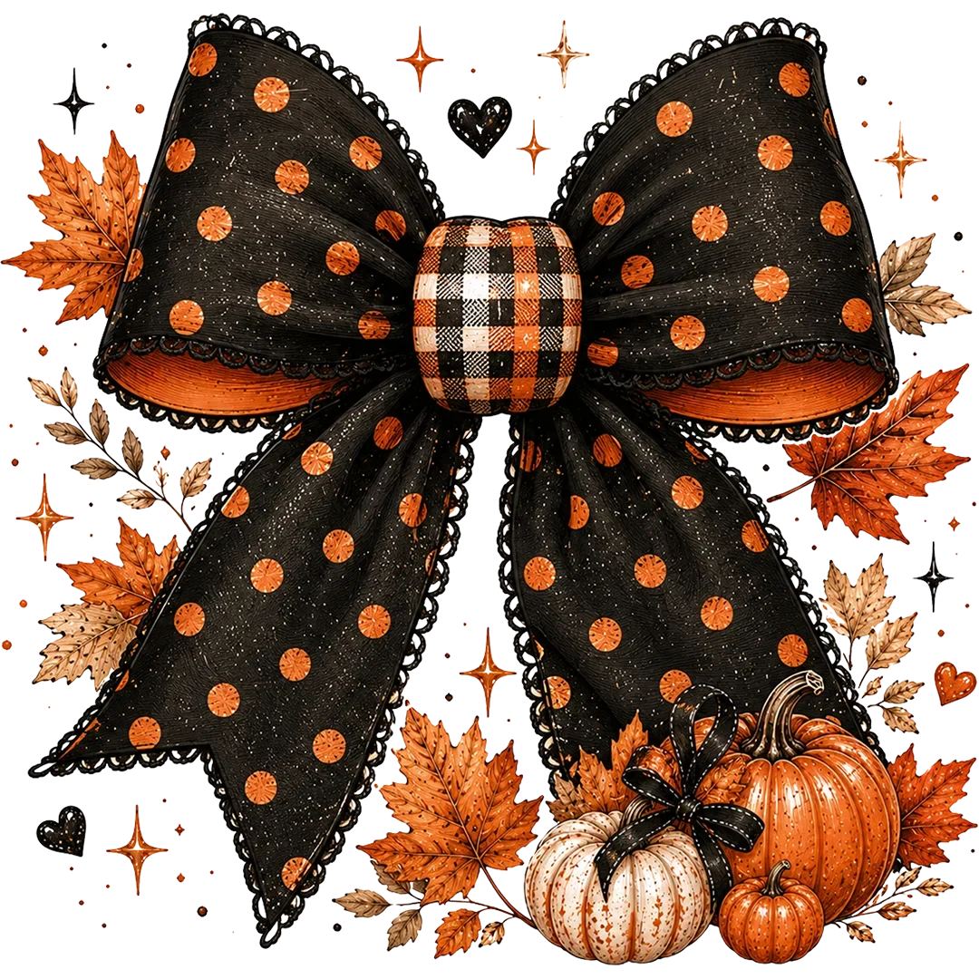 Black Polka Dot Fall Bow