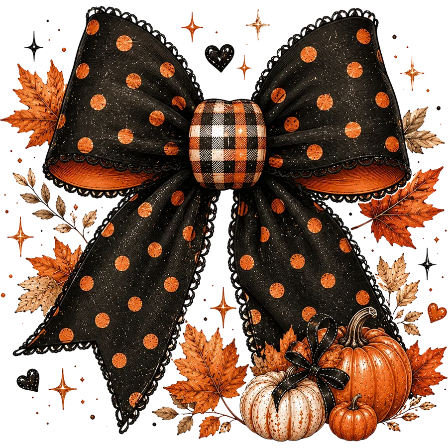 Black Polka Dot Fall Bow