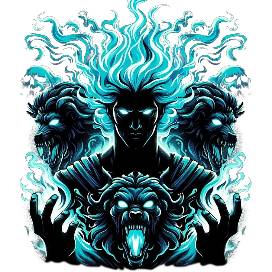 Blue Flame Villain and Three Headed Dog