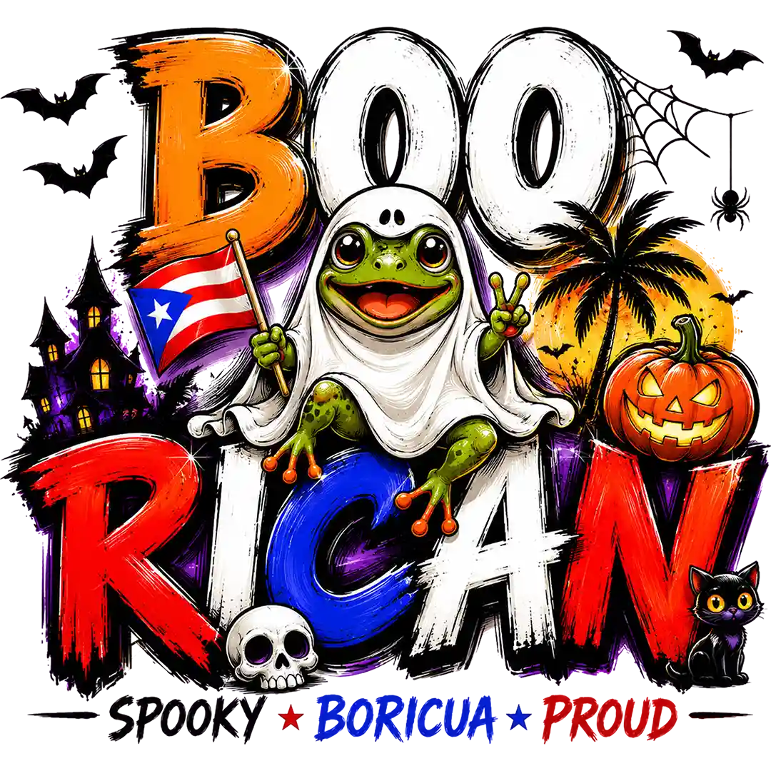 Boo Rican Ghost Frog and Pumpkin
