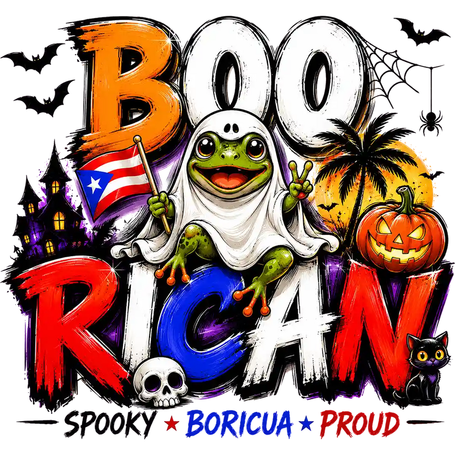 Boo Rican Ghost Frog and Pumpkin