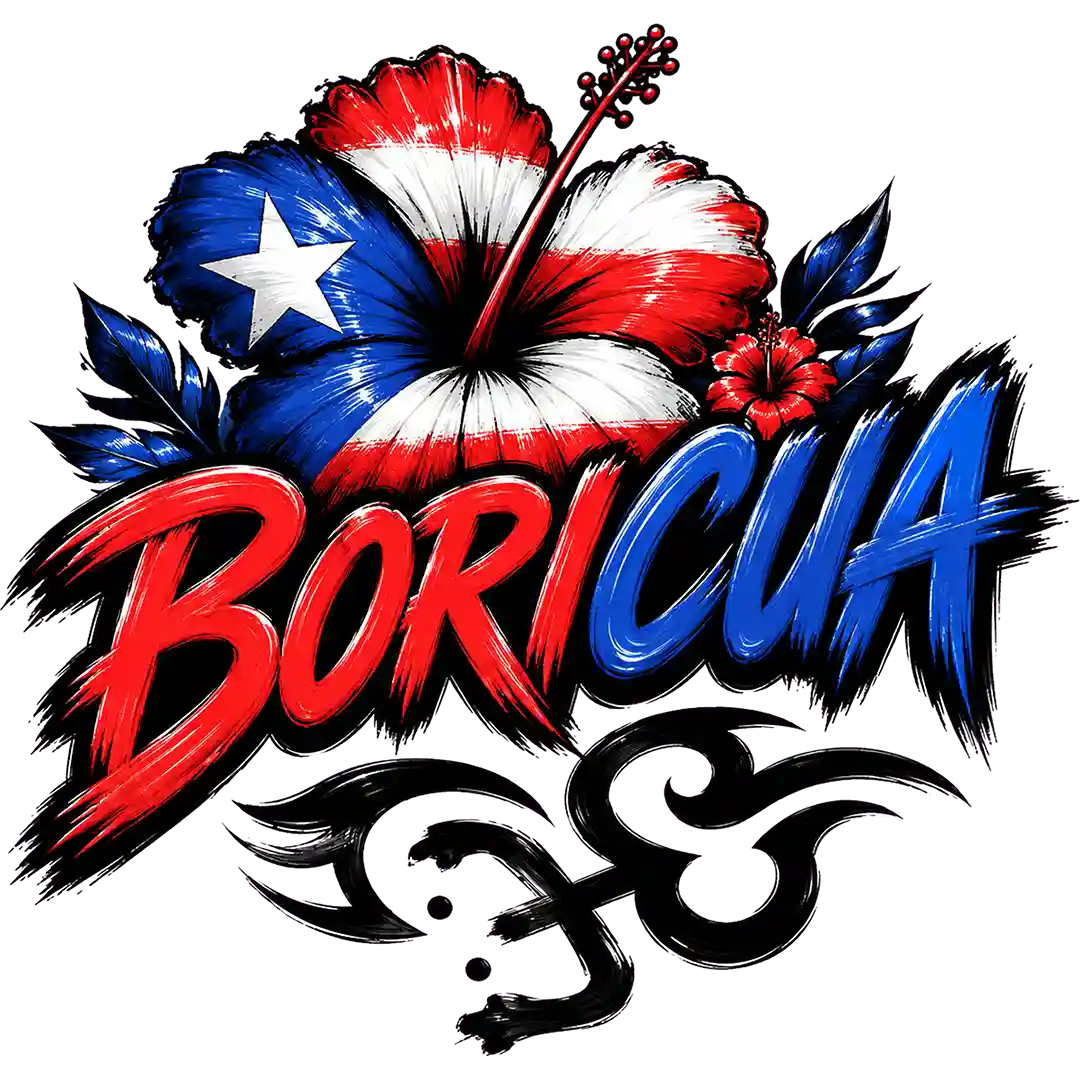 Boricua Flag Hibiscus and Frog Symbol