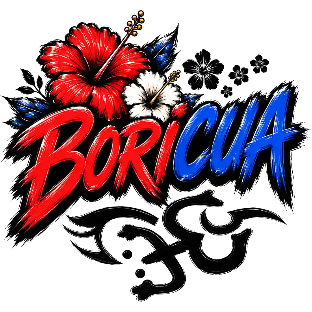 Boricua Red Hibiscus and Frog Symbol