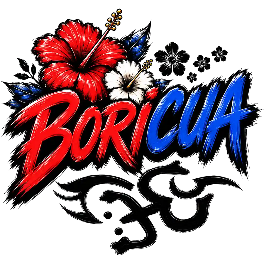 Boricua Red Hibiscus and Frog Symbol