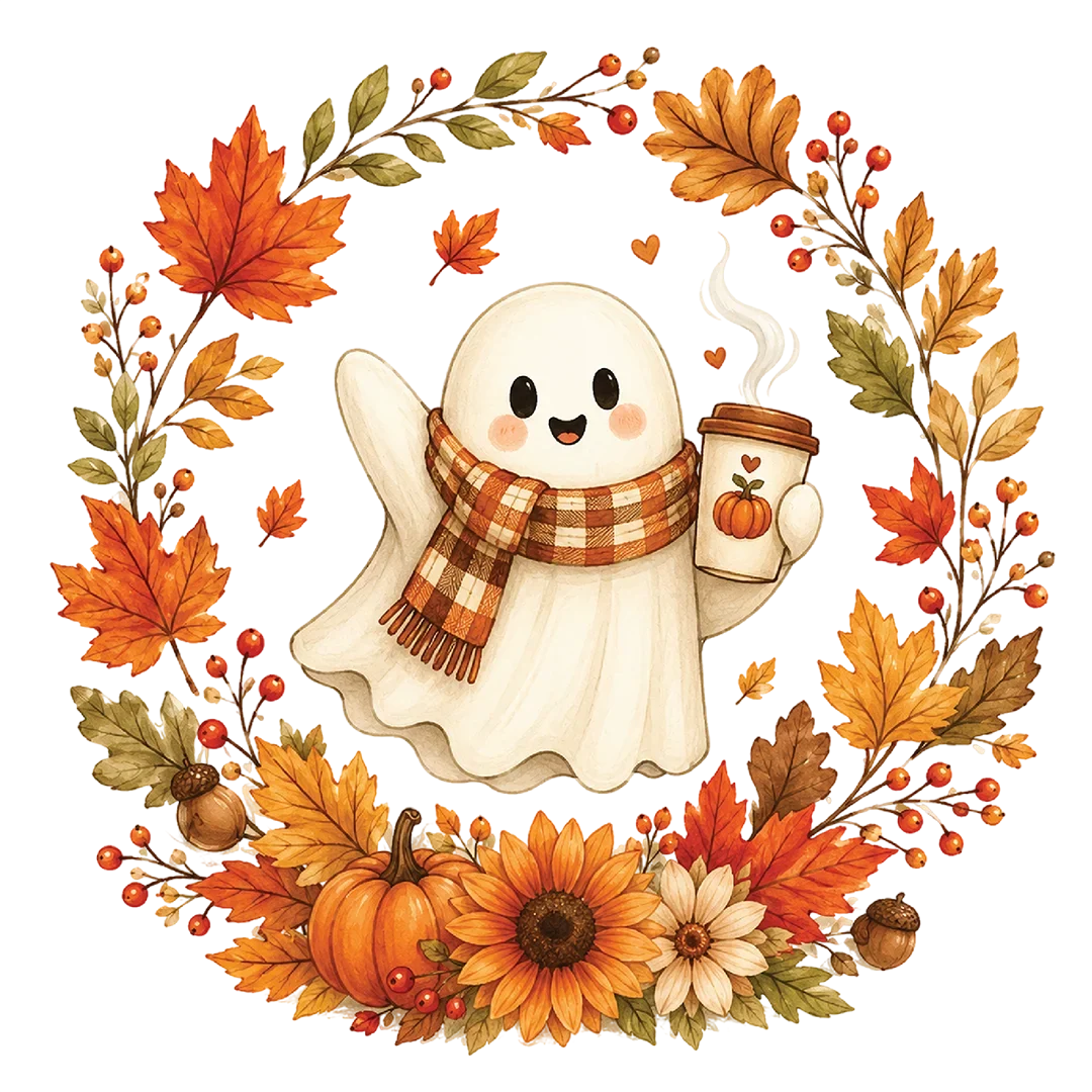 Cozy Coffee Ghost Wreath