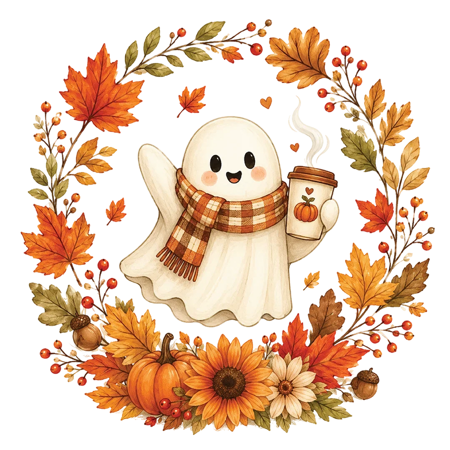 Cozy Coffee Ghost Wreath