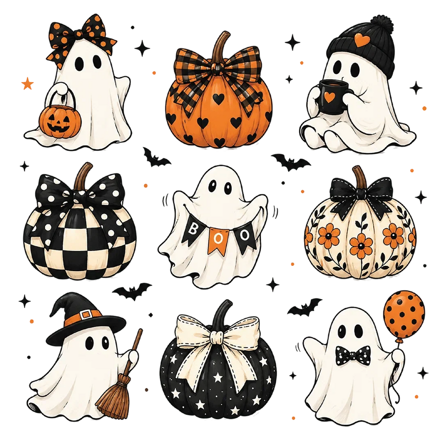 Cute Halloween Ghosts and Pumpkins