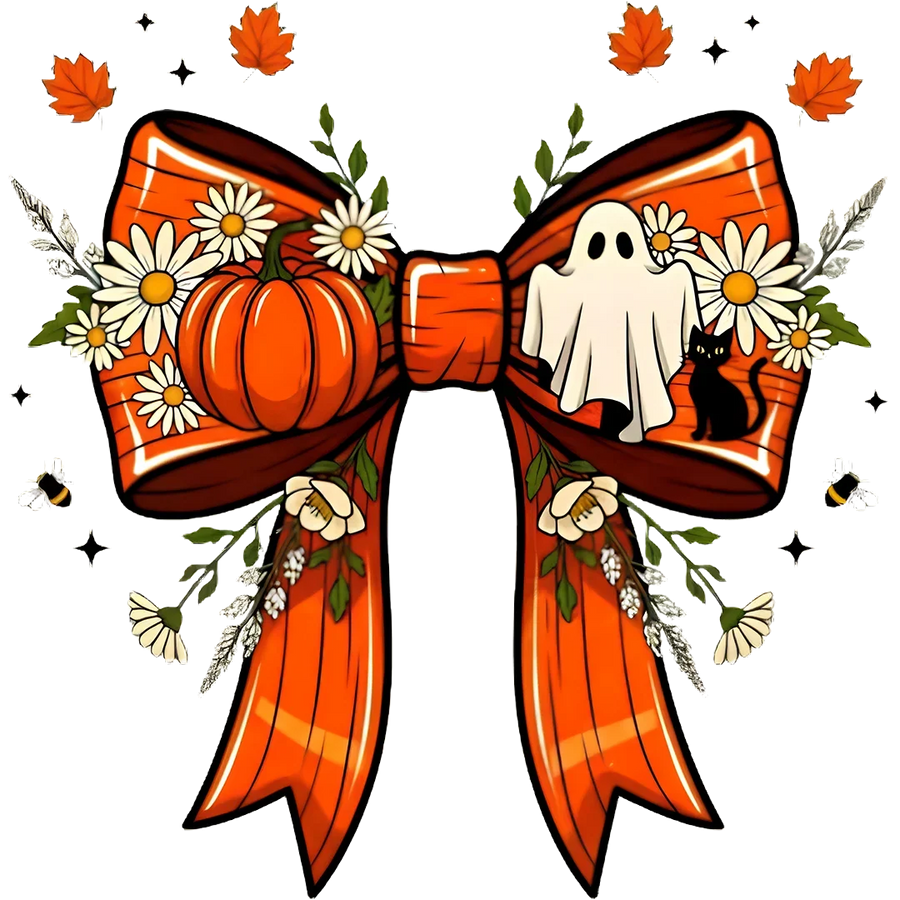 Halloween Pumpkin Ghost Cat Bow