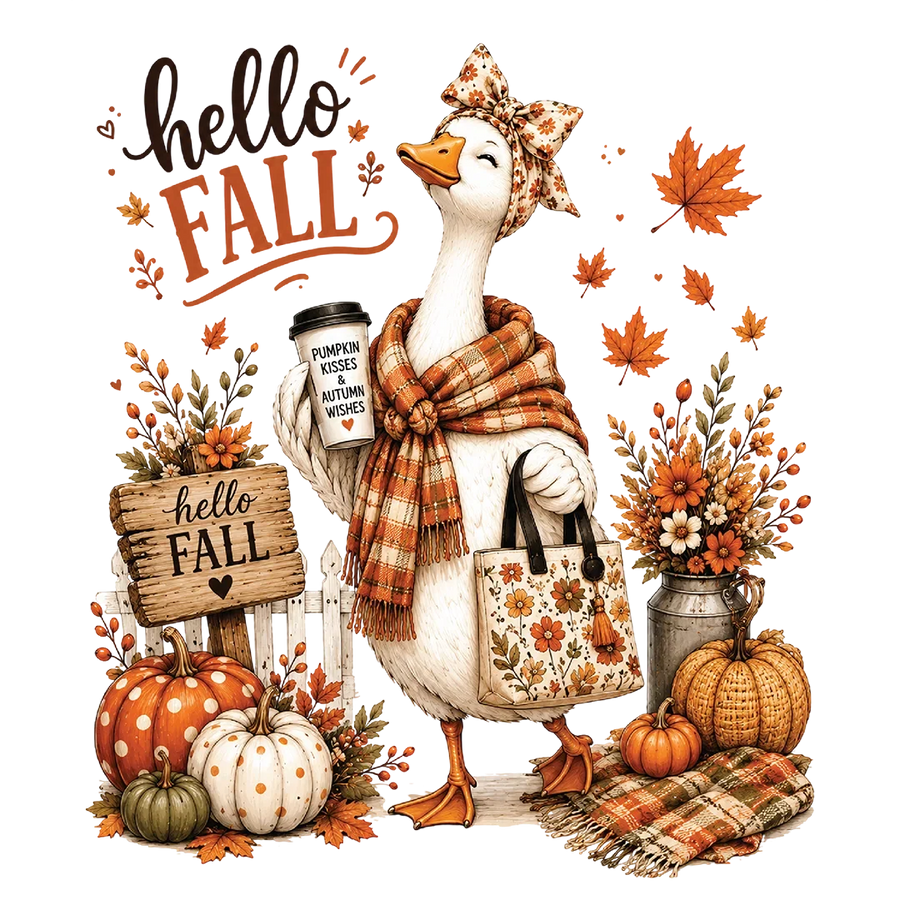 Hello Fall Coffee Duck