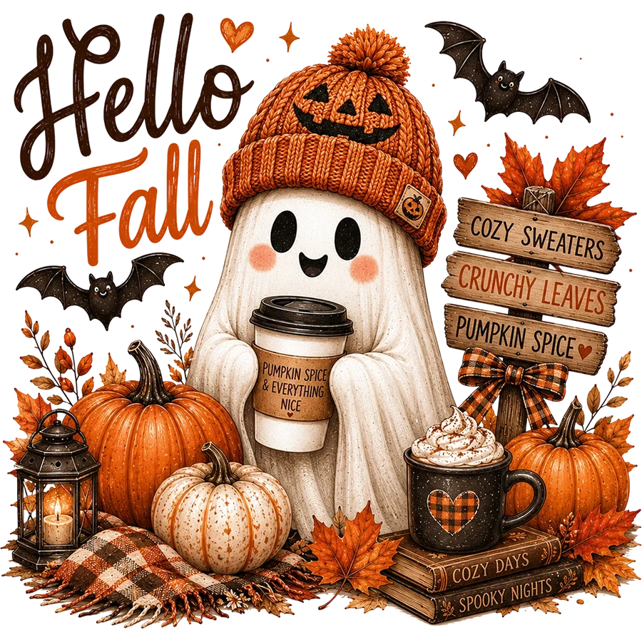 Hello Fall Pumpkin Spice Ghost
