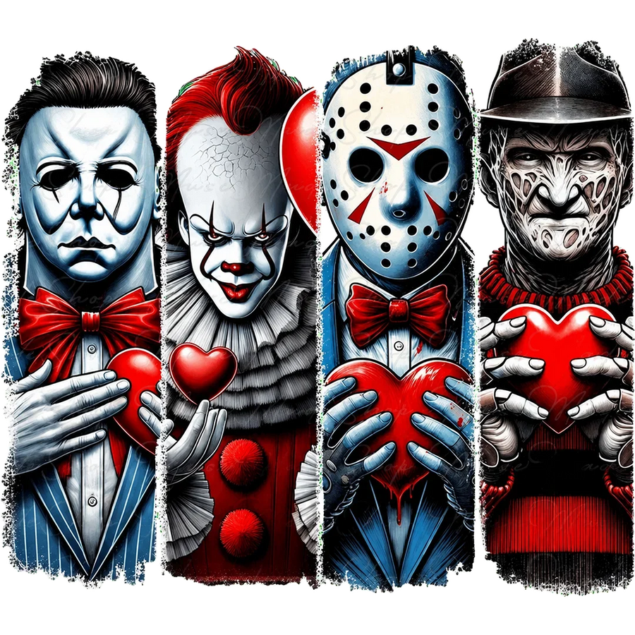 Horror Villains Holding Hearts