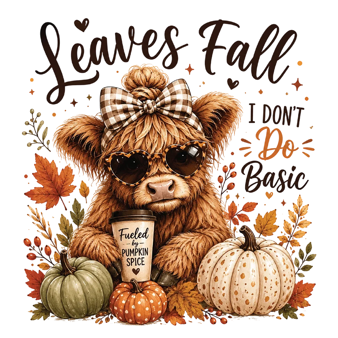 Leaves Fall People Get Up Highland Cow
