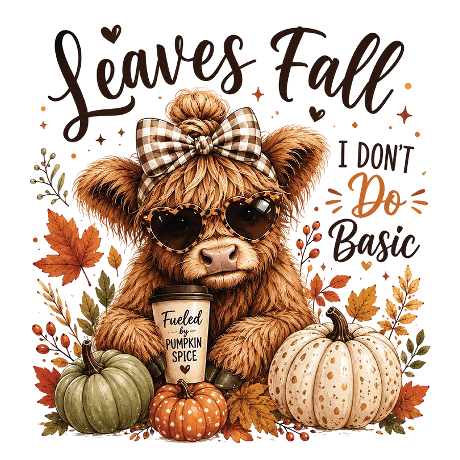 Leaves Fall People Get Up Highland Cow